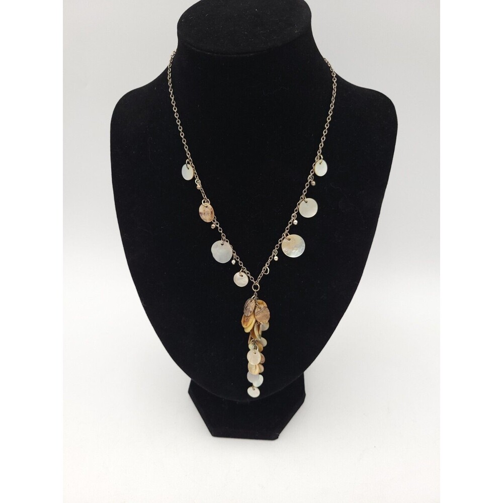 You And I Necklace Silver tone shell necklace y drop signed